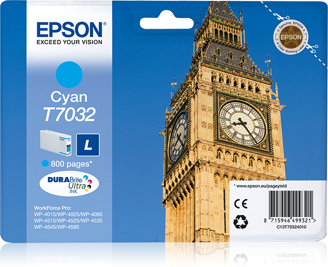 Epson C13T70324010 - Cartouche d'encre cyan, 800 pages