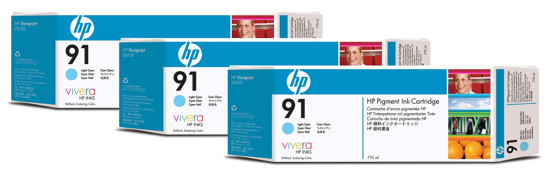 HP C9486A - Cartouche d'encre cyan (Pack de 3)