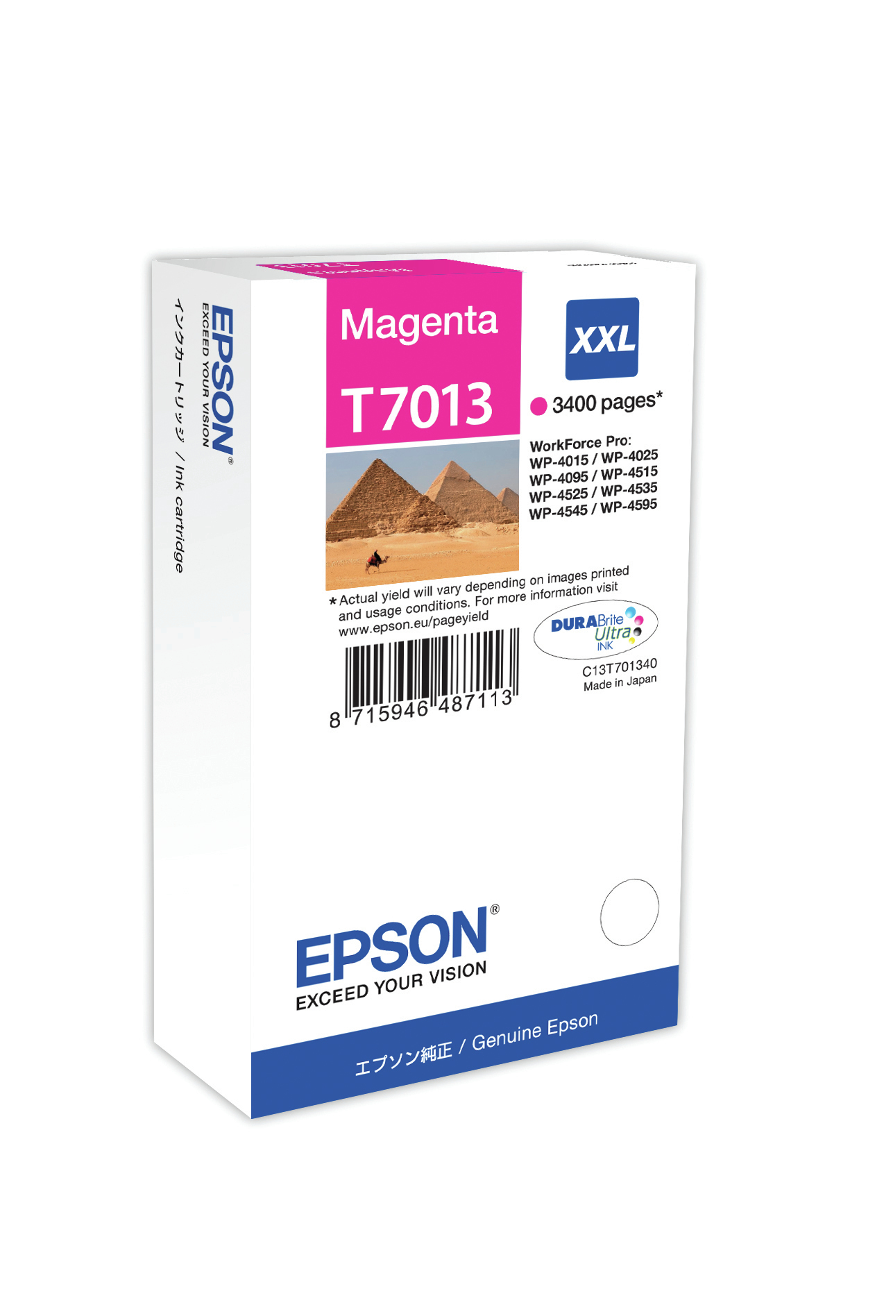Epson C13T70134010/T7013 - Cartouche d'encre magenta très haute capacité, 3 400 pages