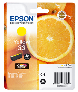 Epson C13T33444010 - Cartouche d'encre jaune, 300 pages