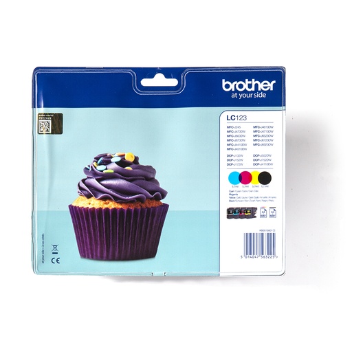 [54613] Brother LC-123VALBPDR Cartouche d'encre multi pack Bk,C,M,Y, 4x600 Pages ISO/IEC 24711 UE4 pour Brother DCP-J 132/MFC-J 4510/MFC-J 6920
