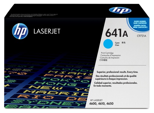 [54816] HP C9721A/641A Cartouche toner cyan, 8.000 Pages/5% pour Canon LBP-85/HP Color LaserJet 4650
