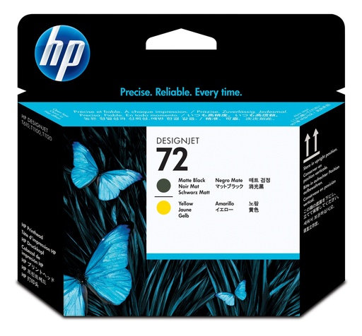 [55076] HP C9384A/72 Tête d'impression noire mate + jaune pour HP DesignJet T 1100/1200/1300/620
