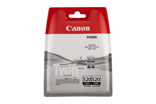 [55089] Canon 2932B012/PGI-520PGBK Cartouche d'encre noire pigmentée twin pack, 2x324 Pages ISO/IEC 24711 19ml UE2 pour Canon Pixma IP 3600/MP 980