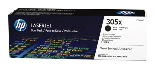 [55351] HP CE410XD/305X Cartouche toner noir twin pack, 2x4.000 Pages ISO/IEC 19798 UE2 pour HP LaserJet M 375