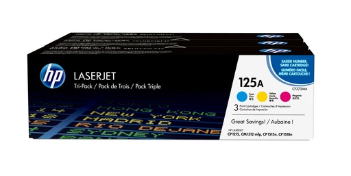 [55433] HP 125A 3-pack Cyan/Magenta/Yellow Original LaserJet Toner Cartridges toner cartridge