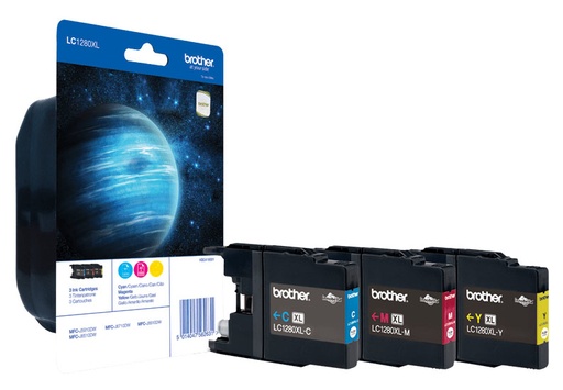 [55993] Brother LC-1280XLRBWBP Cartouche d'encre multi pack C,M,Y, 3x1.200 Pages ISO/IEC 24711 UE3 pour Brother MFC-J 6510