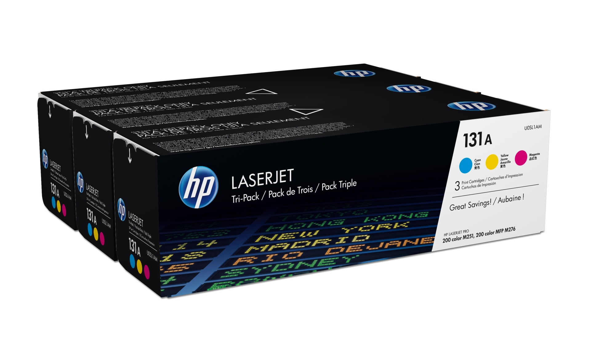 HP U0SL1AM - Toner pack couleurs, 3 x 1 800 pages