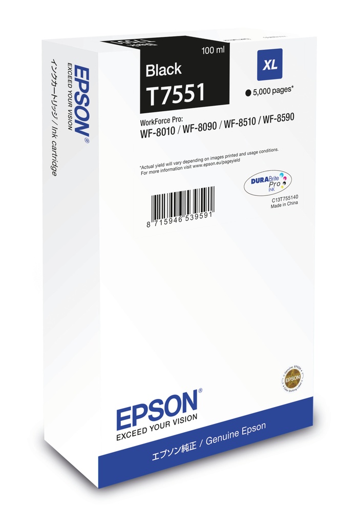 Epson C13T755140 - Cartouche d'encre noire, 5 000 pages