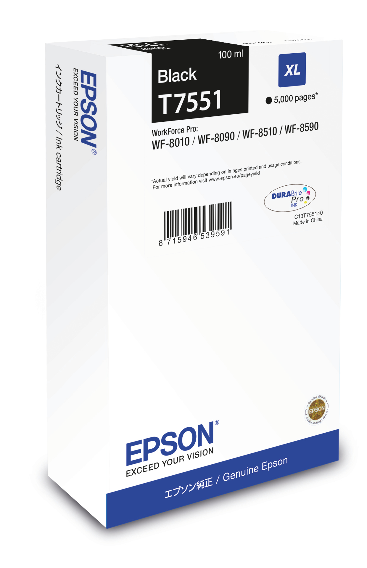 Epson C13T755140 - Cartouche d'encre noire, 5 000 pages