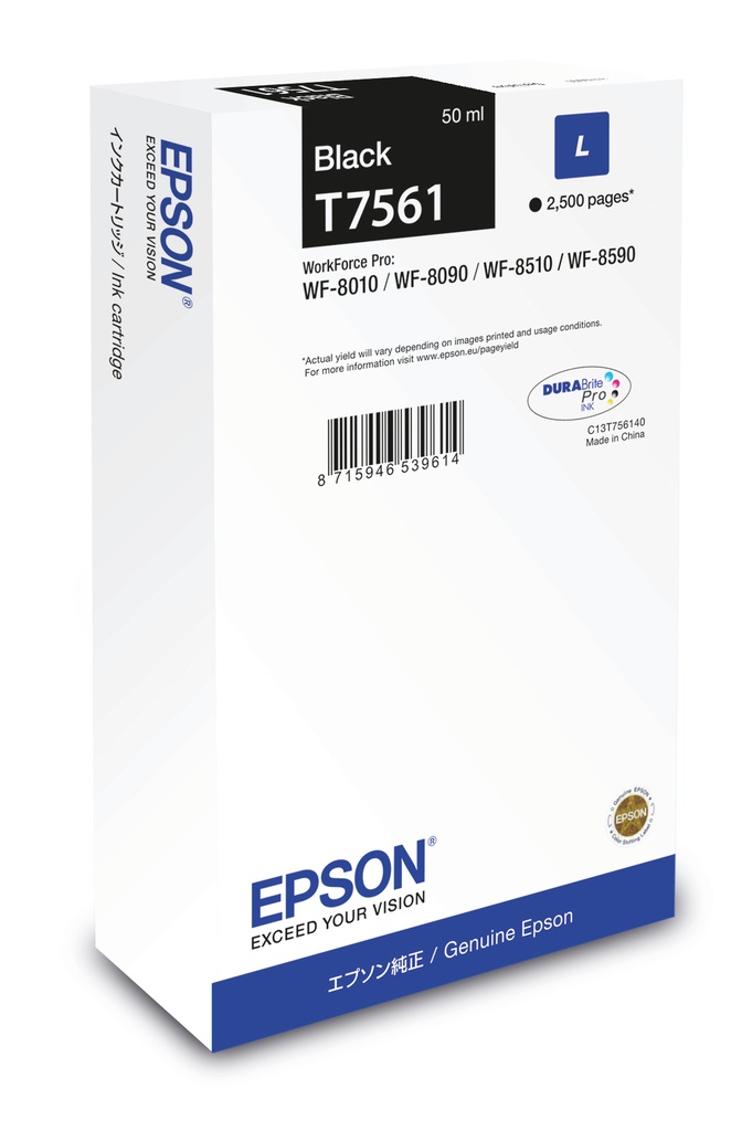 Epson C13T756140 - Cartouche d'encre noire, 2 500 pages