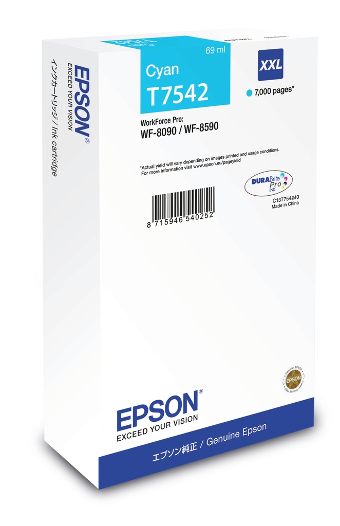 Epson C13T754240 - Cartouche d'encre cyan, 7 000 pages