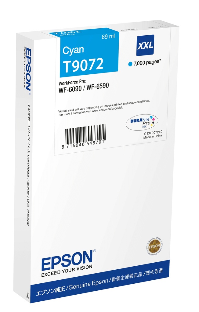 Epson C13T907240 - Cartouche d'encre cyan très haute capacité, 7 000 pages