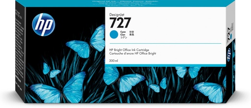 [60186] HP F9J76A/727 Cartouche d'encre cyan 300ml pour HP DesignJet T 920/930