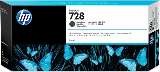 [60305] HP F9J68A/728 Cartouche d'encre noire mate 300ml pour HP DesignJet T 730/830