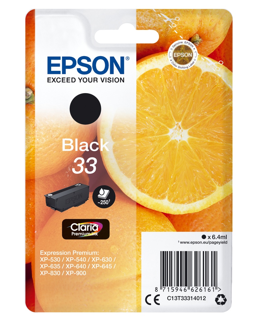 Epson C13T33314012 - Cartouche d'encre noire, 250 pages