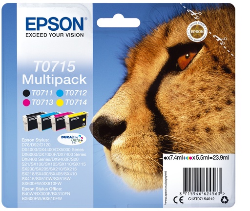 [62762] Epson Multipack 4-colours T0715 DURABrite Ultra Ink