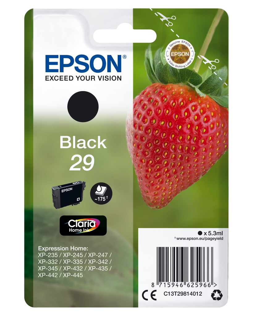 Epson C13T29814012 - Cartouche d'encre noire, 175 pages