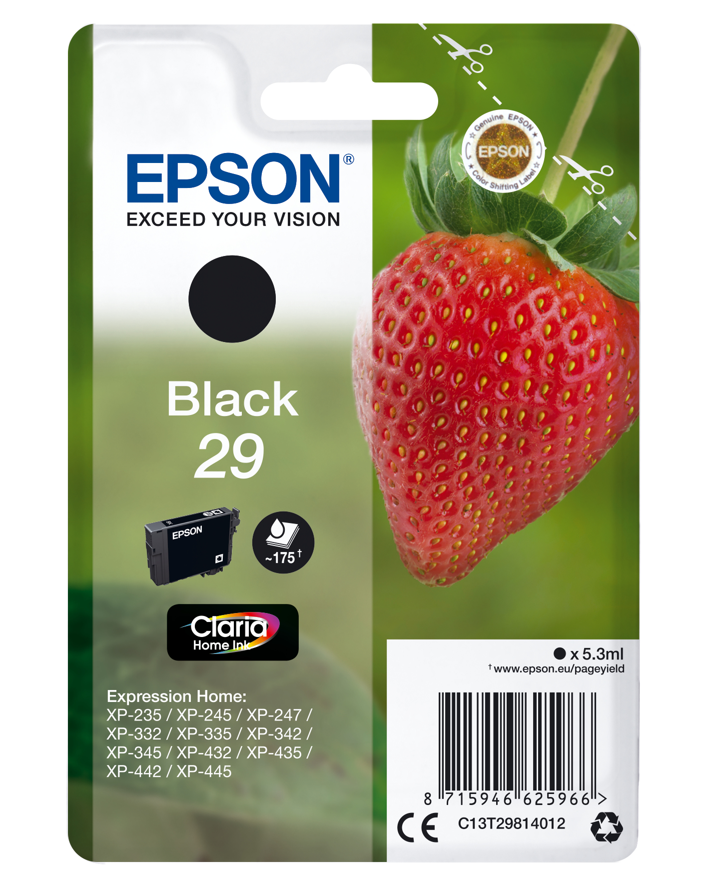 Epson C13T29814012 - Cartouche d'encre noire, 175 pages