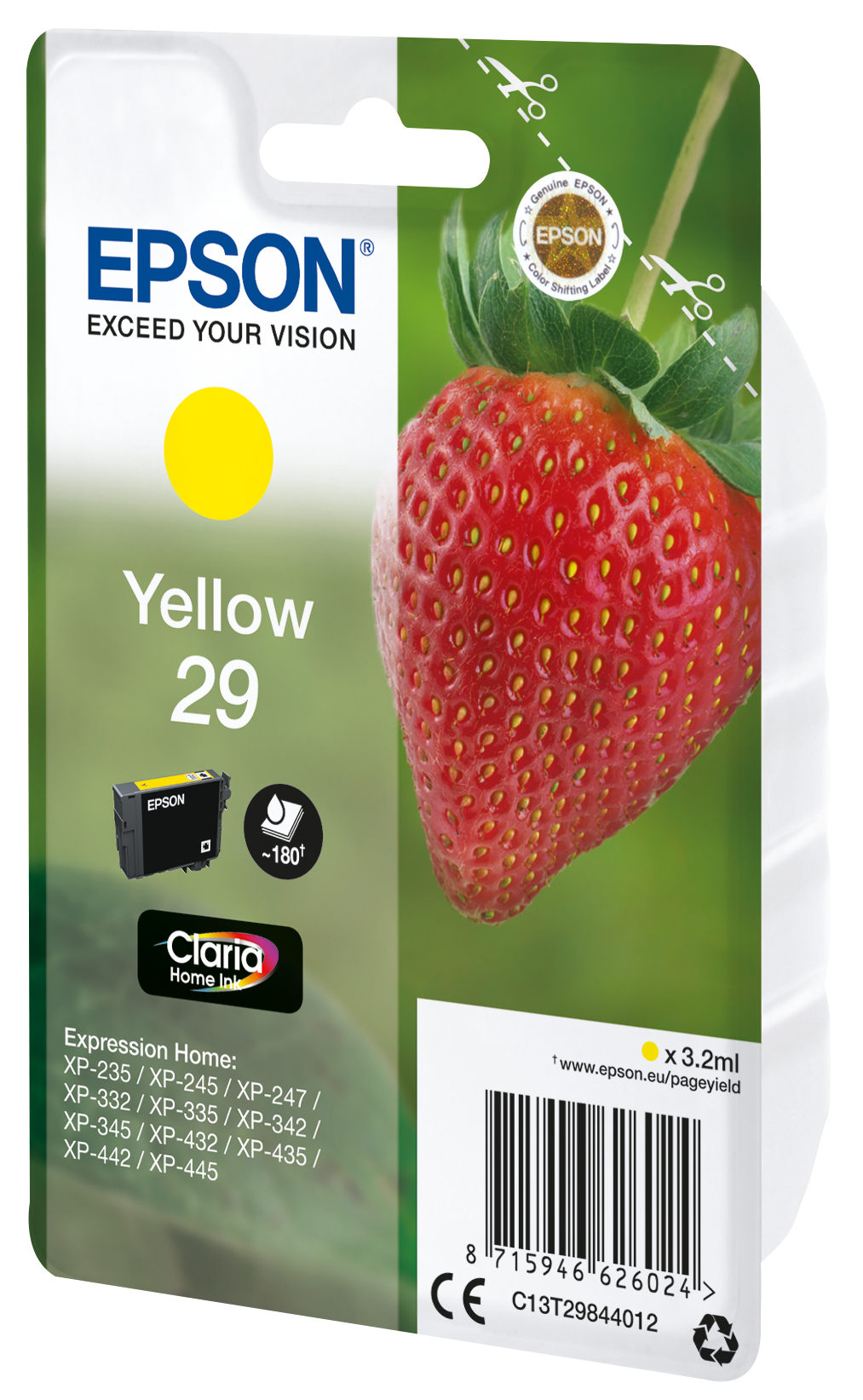 Epson C13T29844012 - Cartouche d'encre jaune, 180 pages