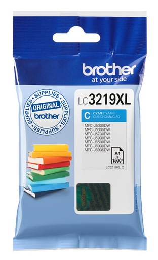 [63485] Brother LC-3219XLC Cartouche d'encre cyan, 1.500 Feuilles ISO/IEC 24711 12,4ml pour Brother MFC-J 5330