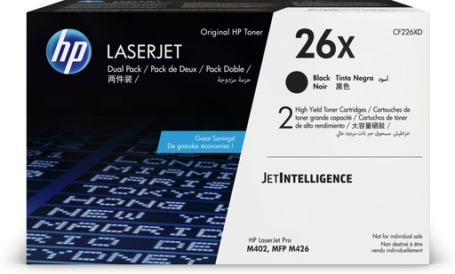 [63545] HP CF226XD/26X Cartouche toner haute capacité twin pack, 2x9.000 Feuilles ISO/IEC 19752 UE2 pour HP LaserJet M 402/e
