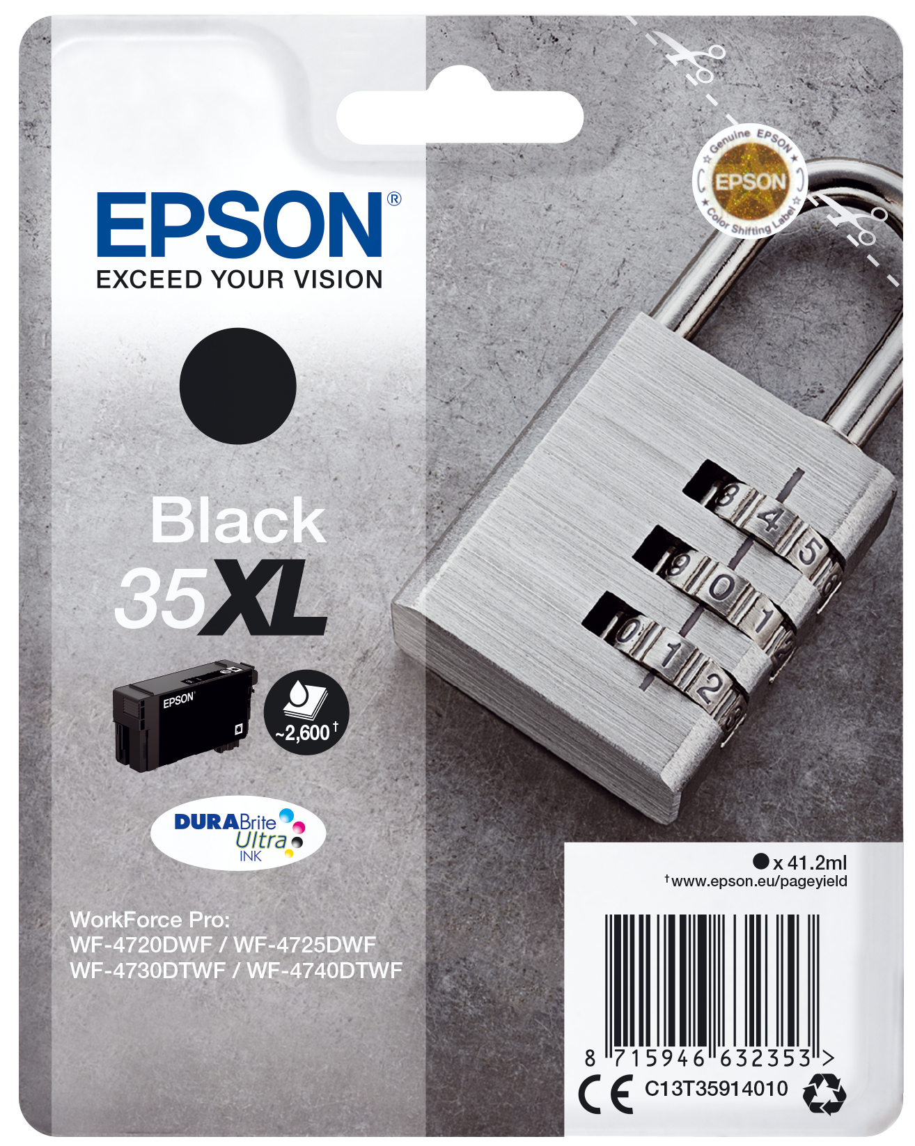 Epson C13T35914010 - Cartouche d'encre noire haute capacité, 2 600 pages