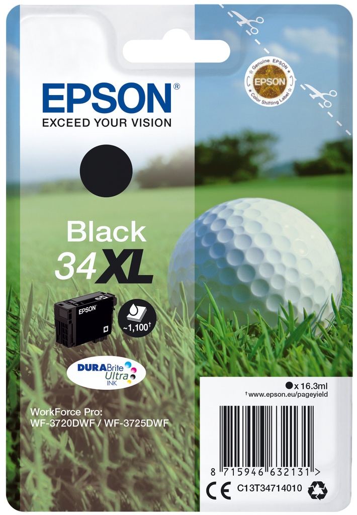 Epson C13T34714010 - Cartouche d'encre noire haute capacité, 1 100 pages