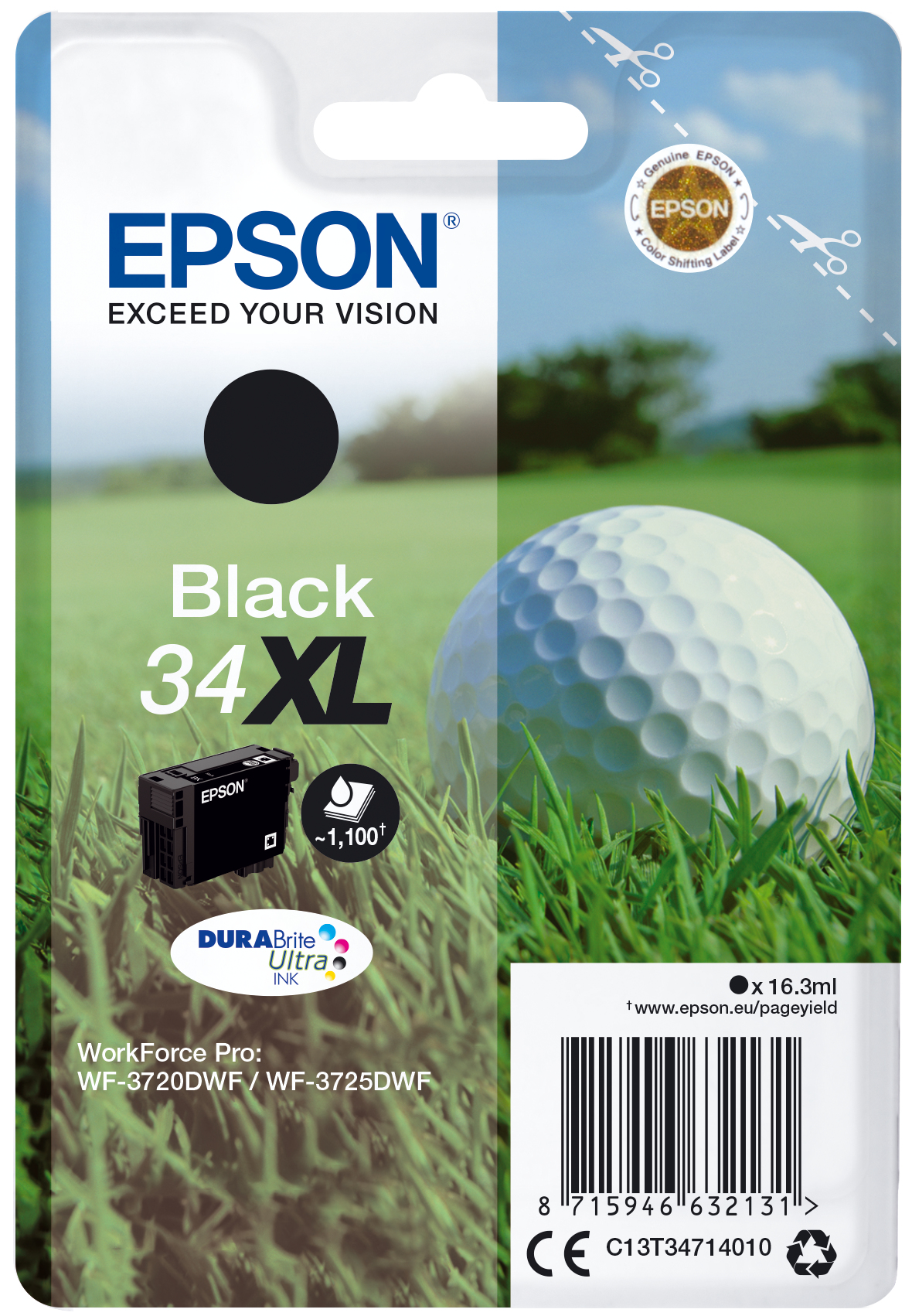 Epson C13T34714010 - Cartouche d'encre noire haute capacité, 1 100 pages