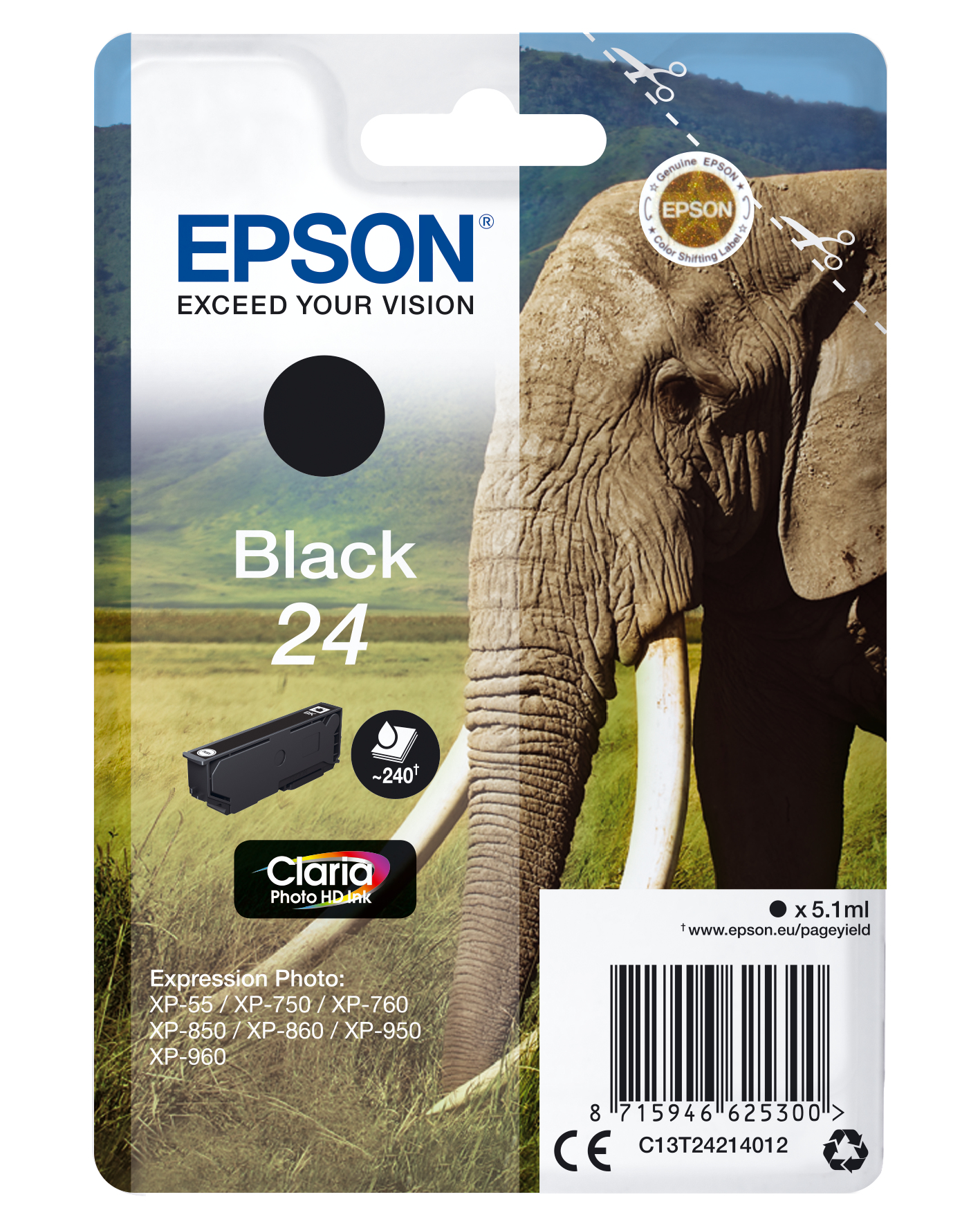 Epson C13T24214012/24 - Cartouche d'encre noire, 360 pages