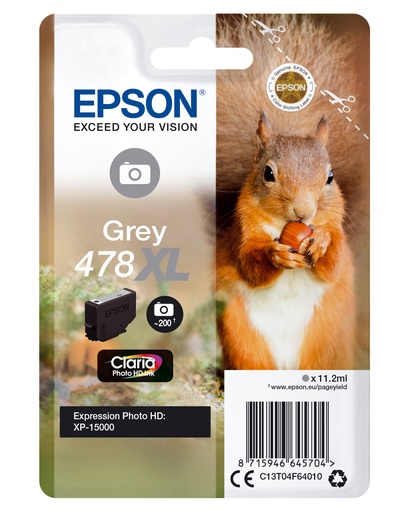 [71123] Epson Squirrel Singlepack Grey 478XL Claria Photo HD Ink