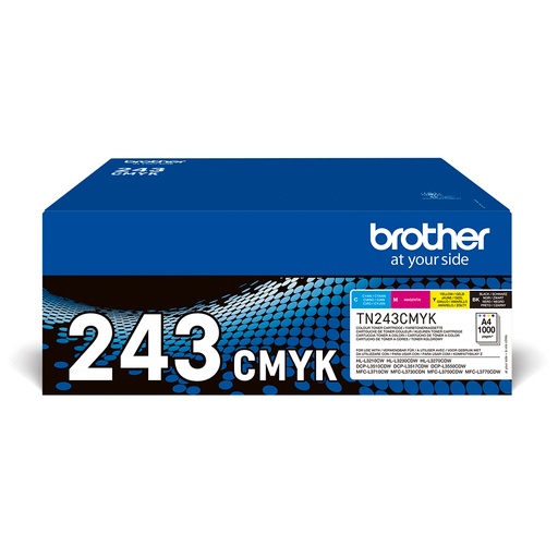 [71420] Brother TN-243CMYK Toner MultiPack Bk,C,M,Y, 4x1.000 Pages ISO/IEC 19752 UE4 pour Brother HL-L 3210