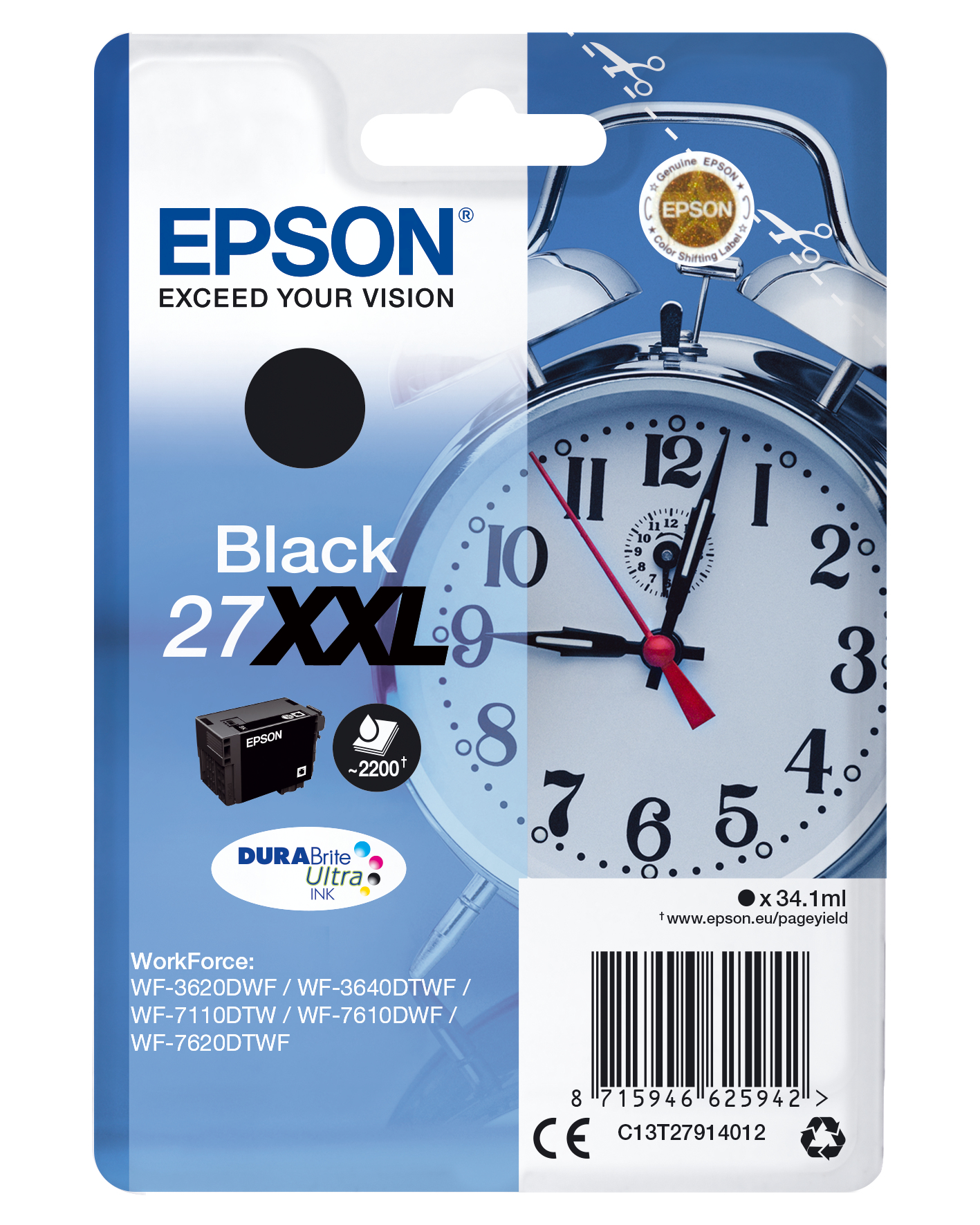 Epson C13T27914012 - Cartouche d'encre noire très haute capacité, 2 200 pages