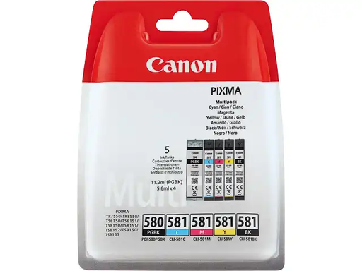 [71759] Canon 2078C005/PGI-580CLI-581 Cartouche d'encre multi pack 2x Bk + 1x C,M,Y 1x 200/1505/256/237/257 Pg UE5 pour Canon Pixma TS 6150/8150