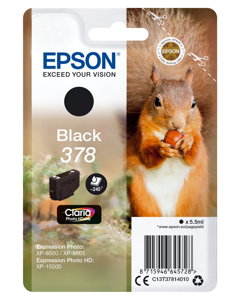 Epson C13T37814010 - Cartouche d'encre noire, 240 pages