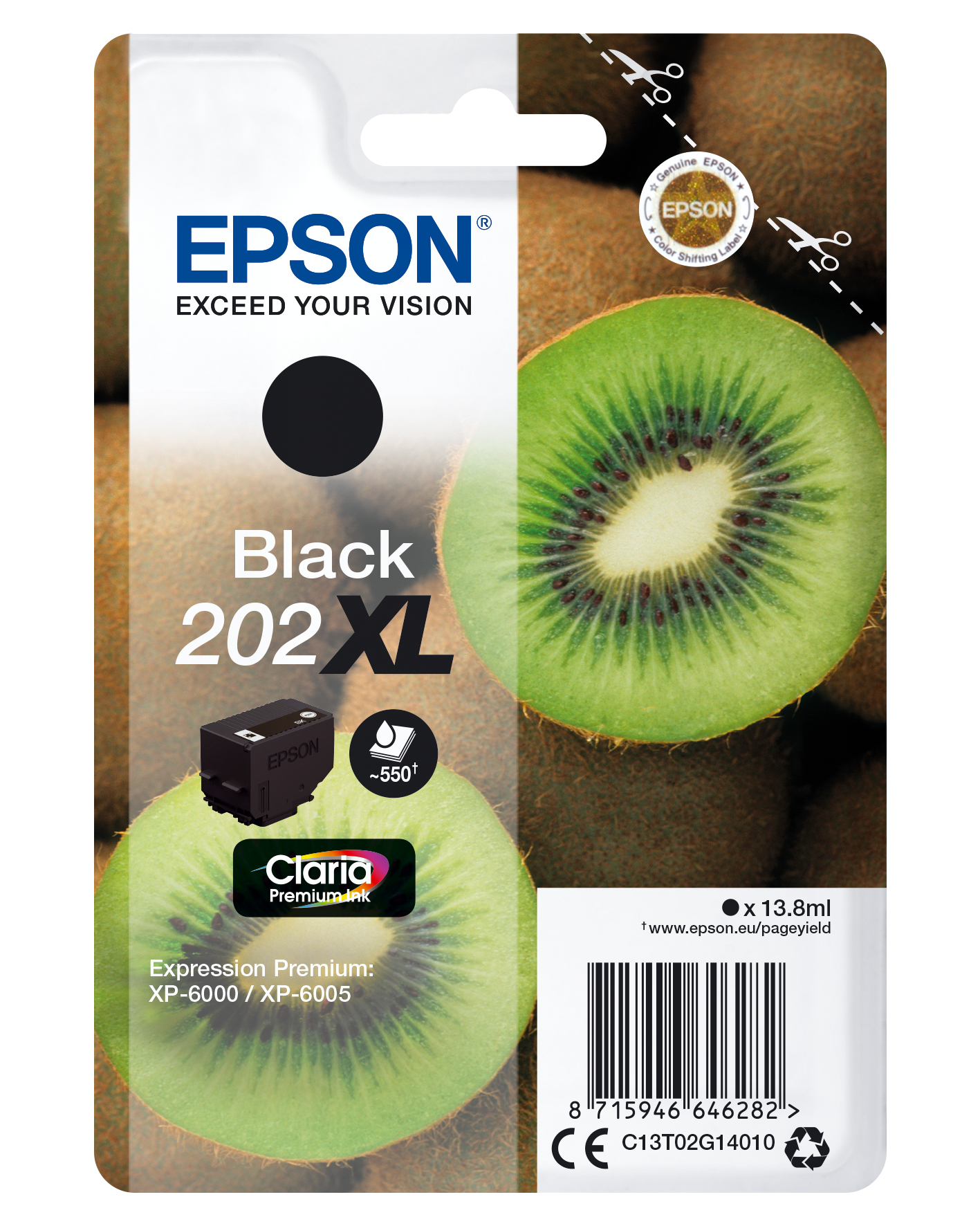 Epson C13T02G14010 - Cartouche d'encre noire haute capacité, 550 pages