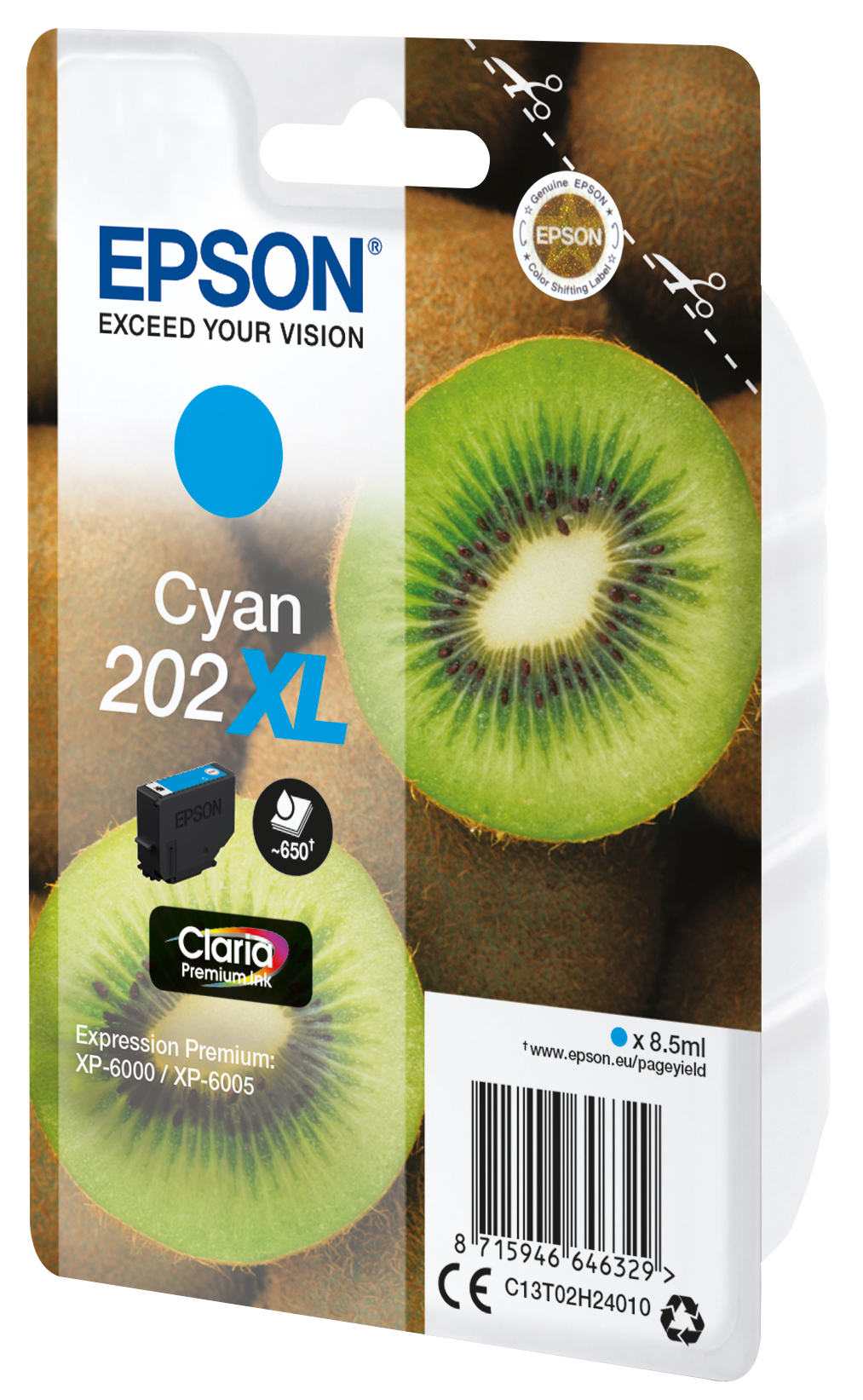 Epson C13T02H24010 - Cartouche d'encre cyan haute capacité, 650 pages