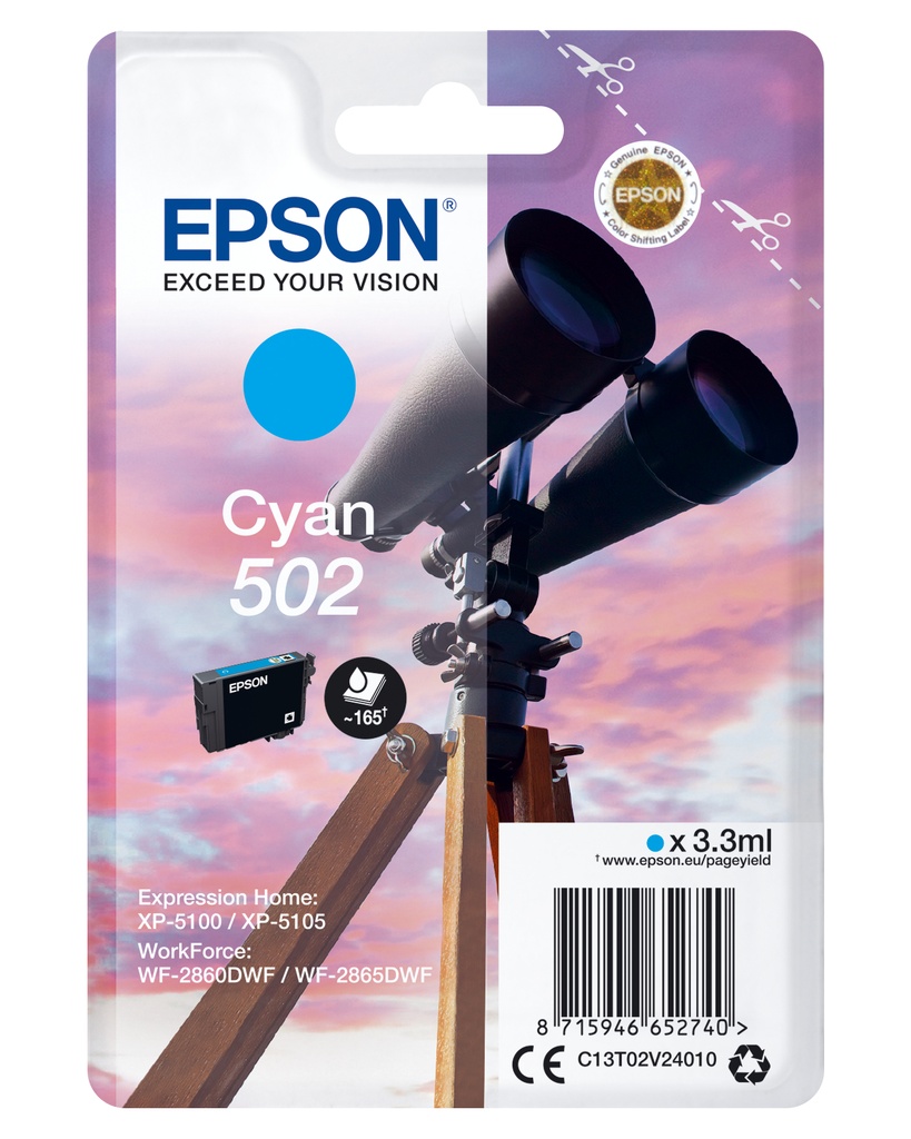 Epson C13T02V24010 - Cartouche d'encre cyan, 160 pages