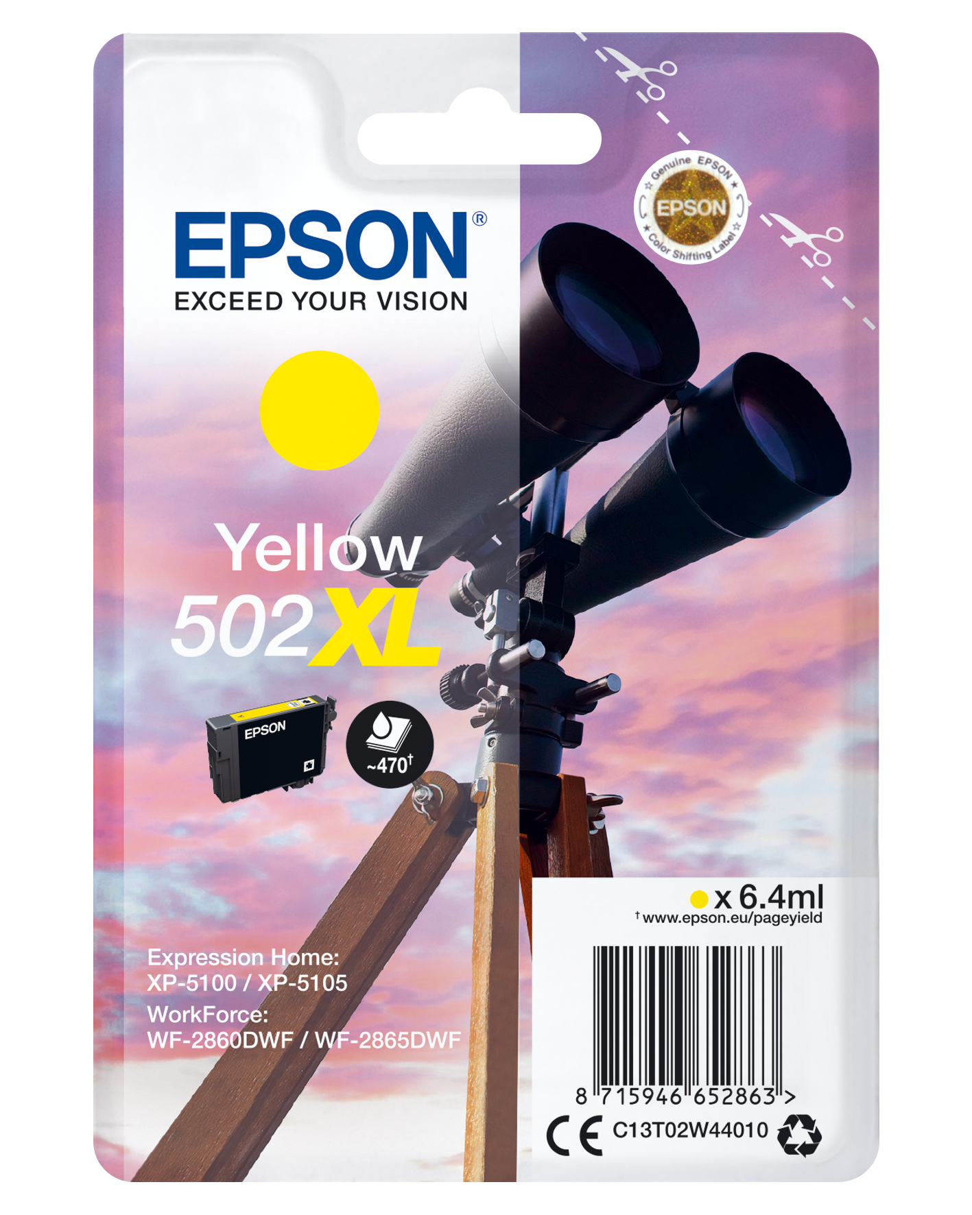 Epson C13T02W44010 - Cartouche d'encre jaune haute capacité, 470 pages