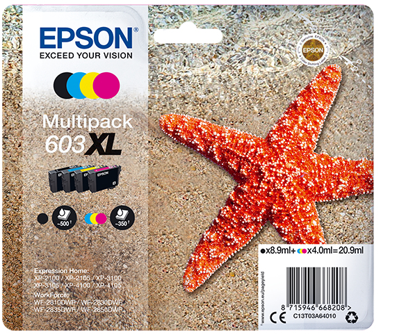 Epson C13T03A64010 - Cartouche d'encre multipack couleurs haute capacité (Pack de 3)