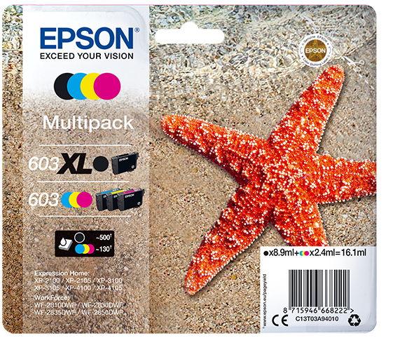 Epson C13T03A94010 - Cartouche d'encre multipack couleurs haute capacité (Pack de 3)