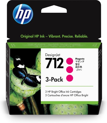 [95919] HP 712 3-pack 29-ml Magenta DesignJet Ink Cartridge