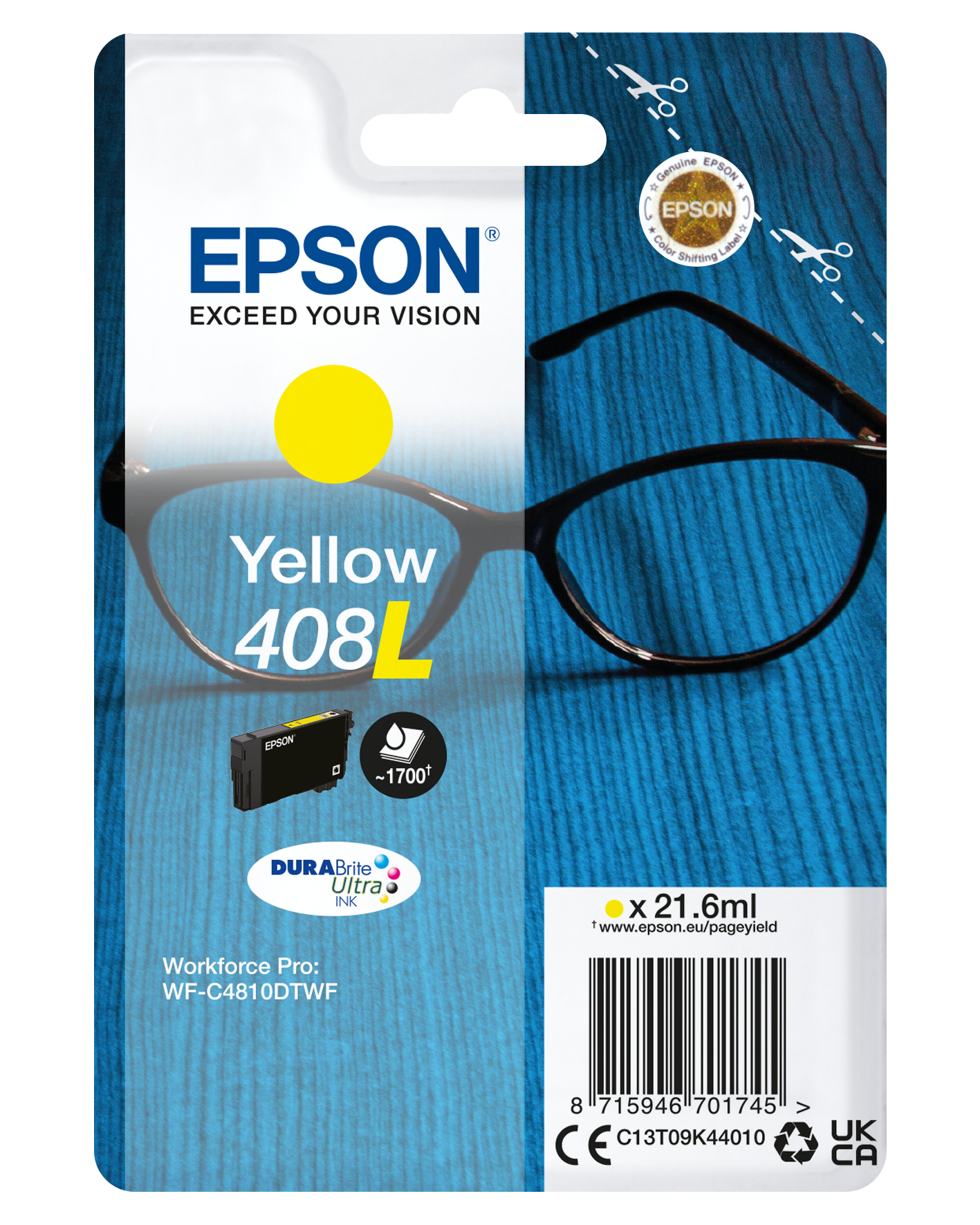 Epson C13T09K44010/408L - Cartouche d'encre jaune haute capacité, 1 700 pages