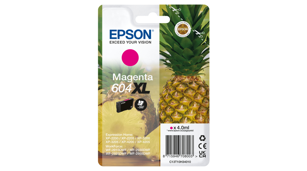 Epson C13T10H34010 - Cartouche d'encre magenta haute capacité, 350 pages