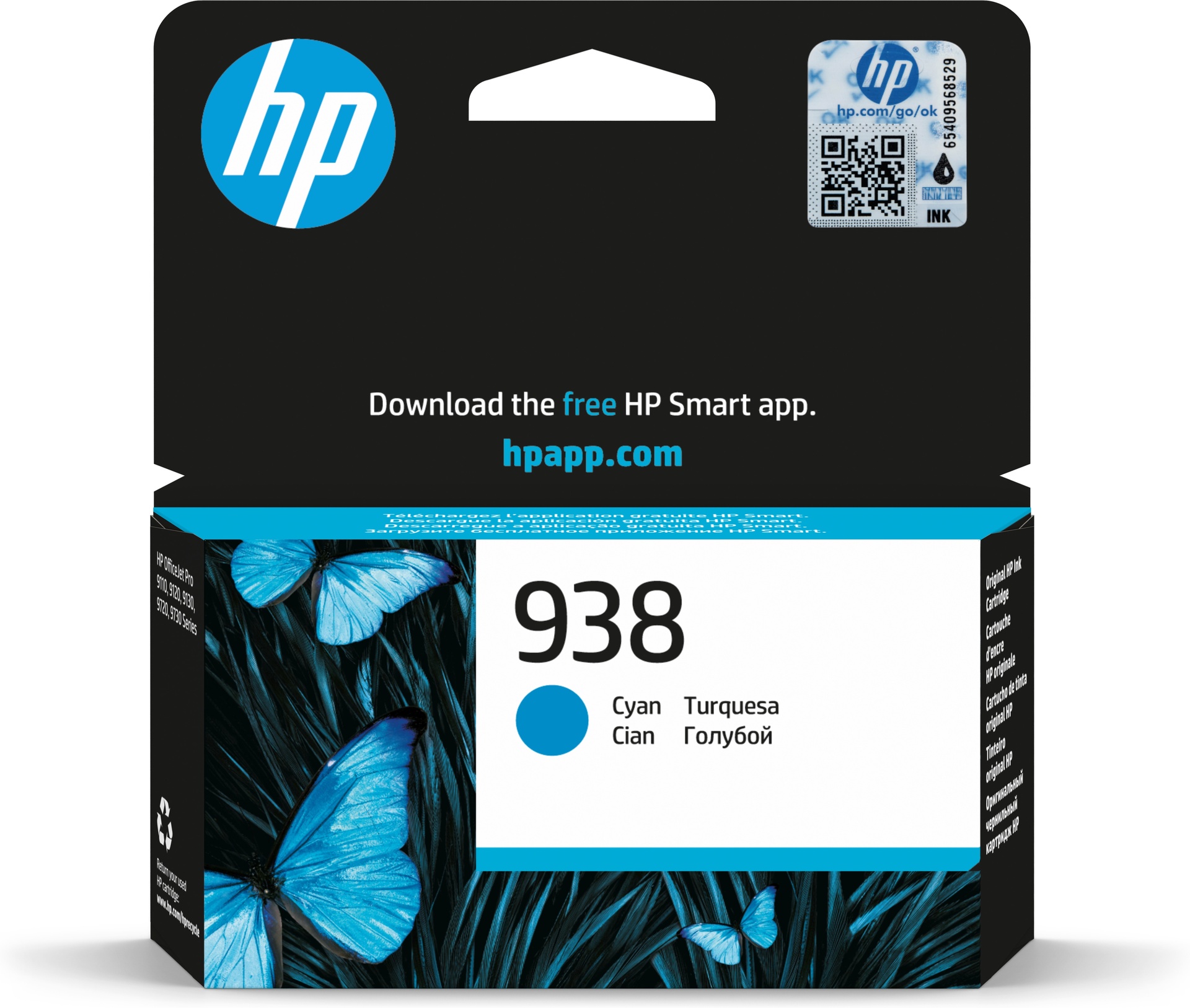 HP 4S6X5PE/938 Cartouche à tête d'impression cyan, 800 Pages ISO/IEC 19752 pour HP OJ Pro 9100/e
