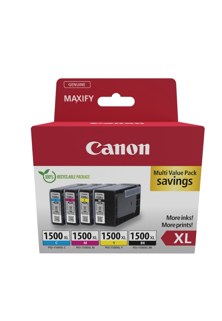 Canon 9182B010/PGI-1500XLCMYBK - Cartouche d'encre multipack couleurs (Pack de 3)