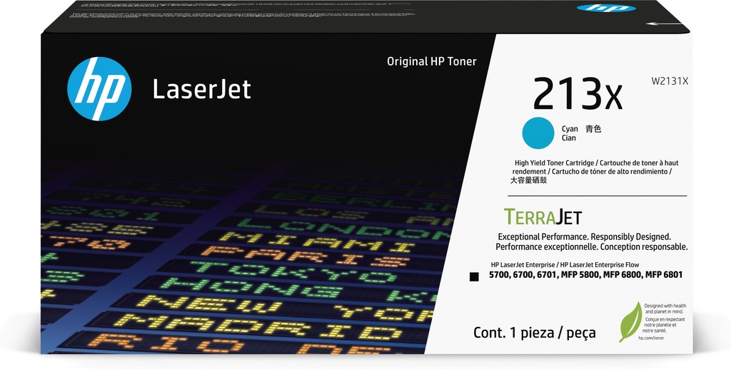 HP W2131X/213X - Toner cyan haute capacité, 6 000 pages