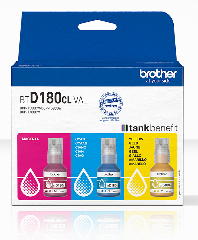 Brother BTD180CLVAL - Cartouche d'encre multipack couleurs (Pack de 3)