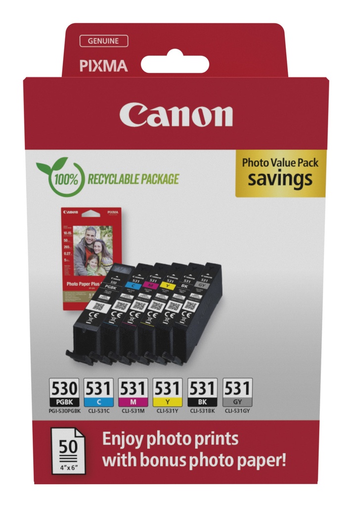 Canon 6117C004 - Cartouche d'encre multipack couleurs (Pack de 5)